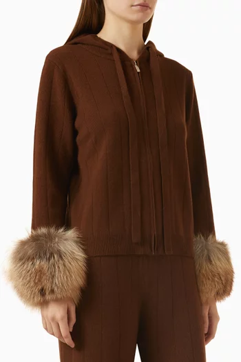 Drawstring Fur-cuff Hoodie in Merino Wool Blend