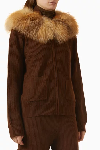 Fur-trim Zip Cardigan