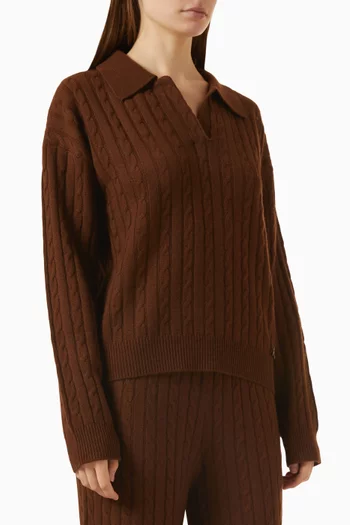 Cable-knit Polo