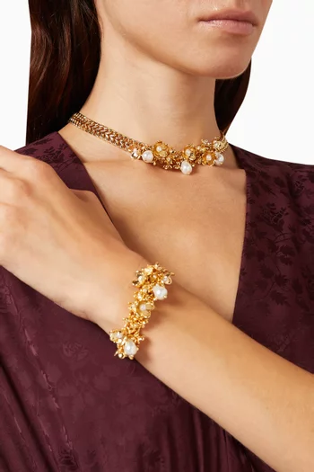 Asymmetric Wide Chain Necklace in Brass
