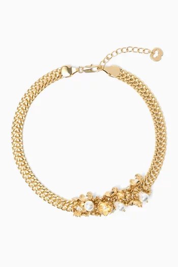 Asymmetric Wide Chain Necklace in Brass