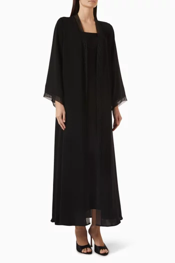 Embroidered Trim 2-piece Abaya Set in Nada