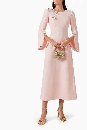 Floral Embellished Dress in Crepe