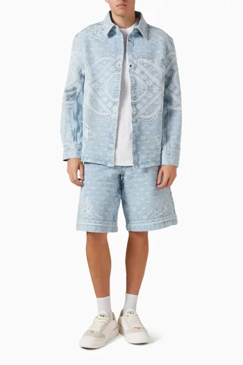 Carpet Jacquard Shorts in Denim