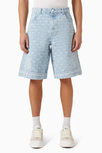 Carpet Jacquard Shorts in Denim