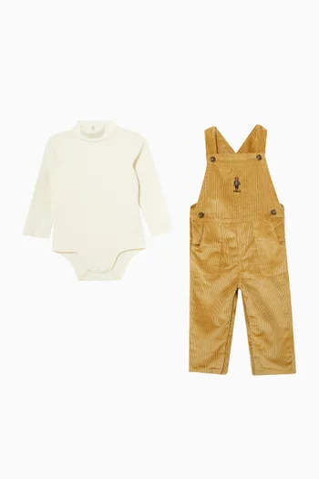 Polo Bear Dungarees Set in Corduroy
