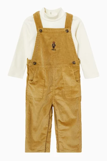 Polo Bear Dungarees Set in Corduroy
