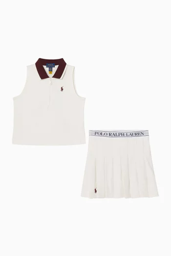 Stretch Mesh Boxy Polo Shirt & Skort