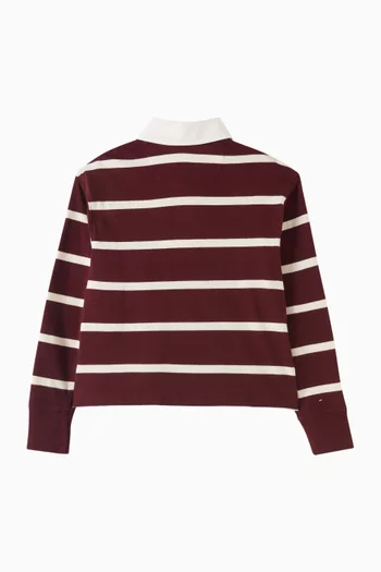 Striped Long-Sleeve Polo Shirt