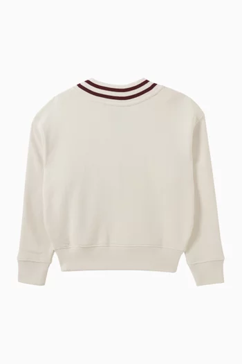 Striped V-Neck Sweatshirt in Fleece