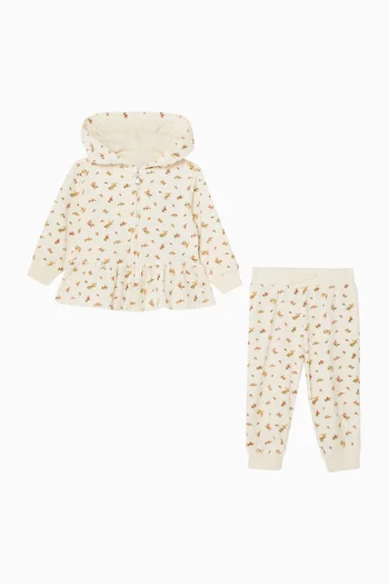 Floral Velour Hoodie & Pant Set