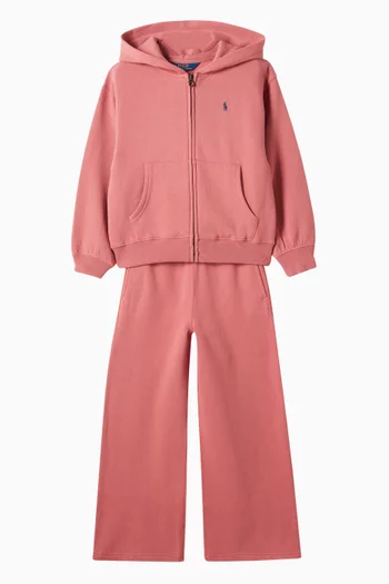Logo Wide-leg Sweatpants in Cotton-blend Fleece