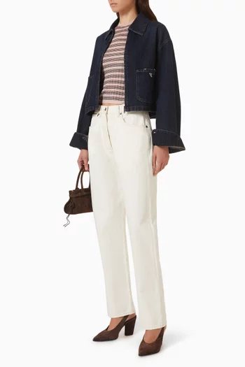 Crop Blouson Jacket in Denim