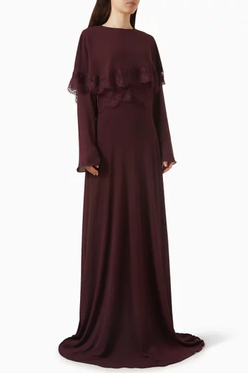 Lena Lace-trim Cape Dress