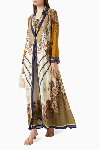 Ravneet Kimono & Dress Set in Crepe & Satin