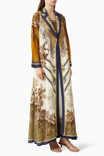 Ravneet Kimono & Dress Set in Crepe & Satin