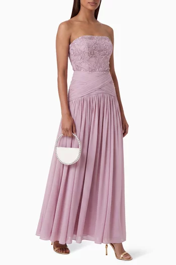 Beaded Corset Halter Gown in Chiffon