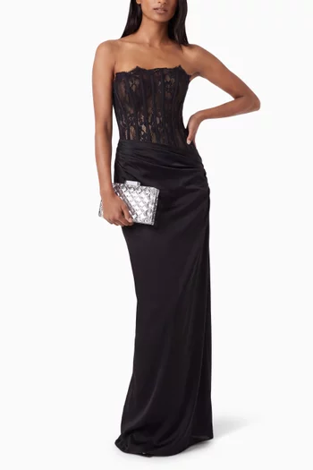 Winslow Lace Corset Dress in Satin