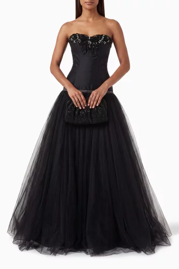 Perlita Embroidered Strapless Dress