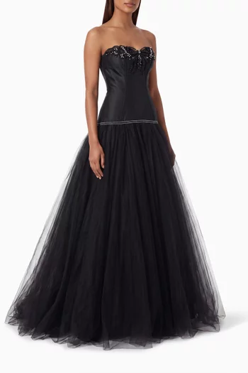 Perlita Embroidered Strapless Dress