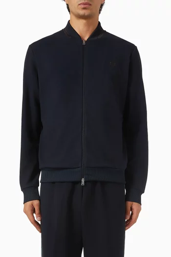 Tipped Bomber Track Jacket in Cotton Blend