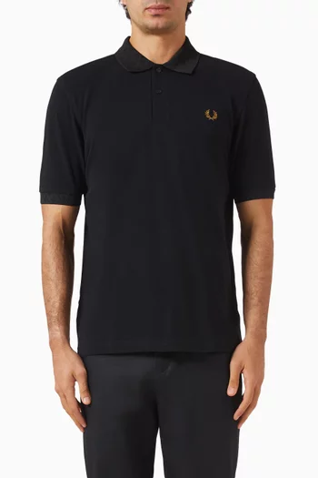 Jacquard-trim Polo T-shirt in Cotton