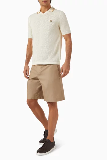 Pointelle-knit Polo Shirt in Cotton