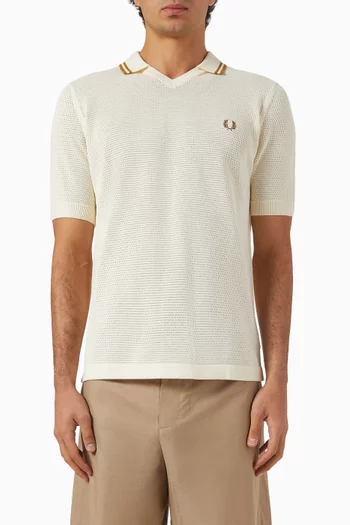 Pointelle-knit Polo Shirt in Cotton