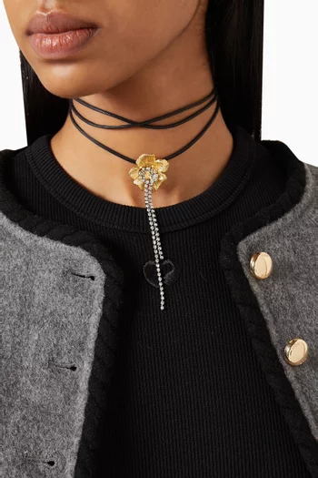 Flower Choker Necklace in Gold-plated Brass