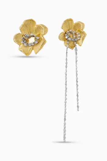 Flower Stud Earrings in Gold-plated Brass