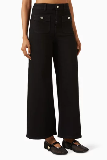 Prairablack Cropped Wide-leg Jeans in Denim