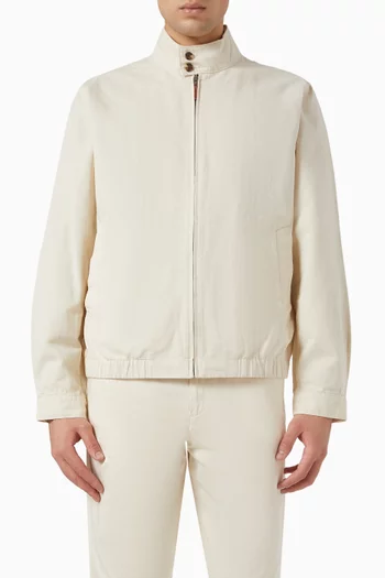 Band-collar Bomber Jacket in Italian Cotton & Linen
