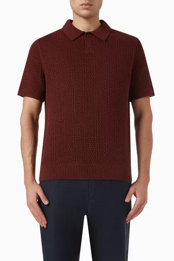Seed-stitch Rib Polo Sweater in Cotton