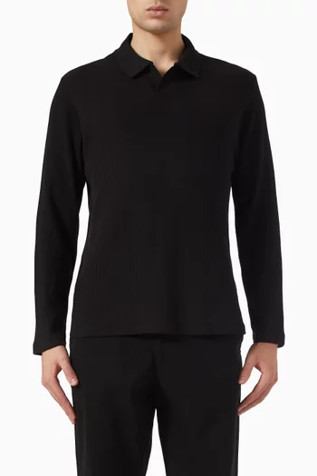 Macro-rib Johnny-collar Shirt in Cotton