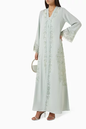 Floral Dori Embroidered Abaya in Nida