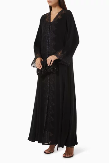 Crystal-Embellished Abaya in Nida