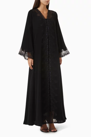 Crystal-Embellished Abaya in Nida