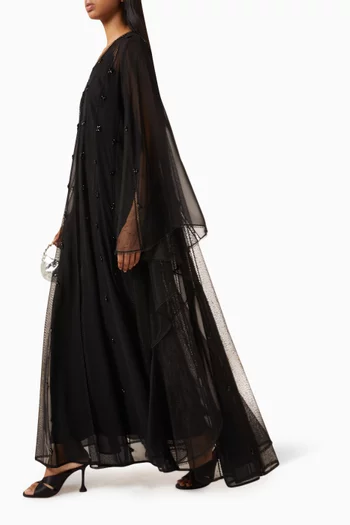 Embellished Wedding Abaya in Chiffon & Tulle