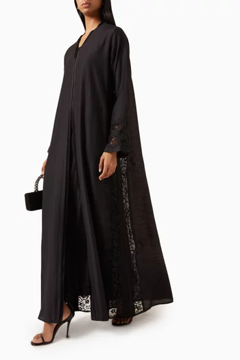 Lace Panel Abaya in Nida