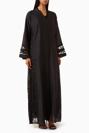 Lace Panel Abaya in Nida