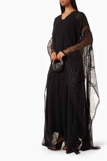 Floral Crystal Embellished Wedding Abaya