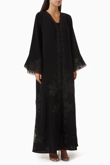 Floral Dori Embroidered Abaya in Nida