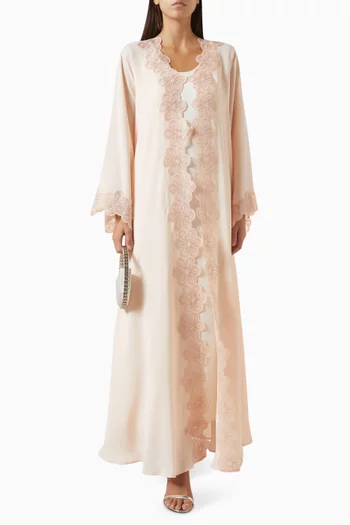 Floral Dori Lace Abaya in Nida