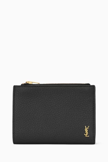 Tiny Cassandre Bi-Fold Wallet in Grained Leather