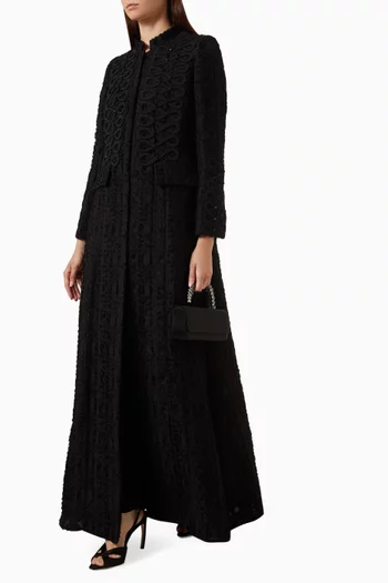 Crystal-embroidered Abaya in Summer Tweed