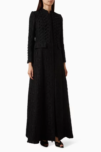 Crystal-embroidered Abaya in Summer Tweed