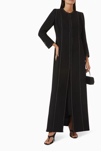Hand-embroidered Abaya in Brocade Crepe