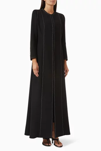 Hand-embroidered Abaya in Brocade Crepe