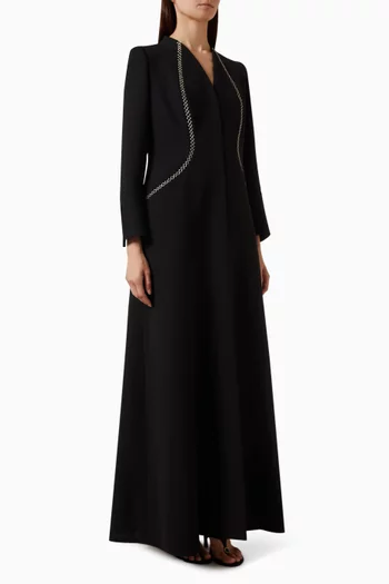 Embellished Abaya in Brocade Crepe