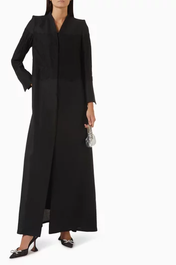 Lace-panelled Abaya in Viscose